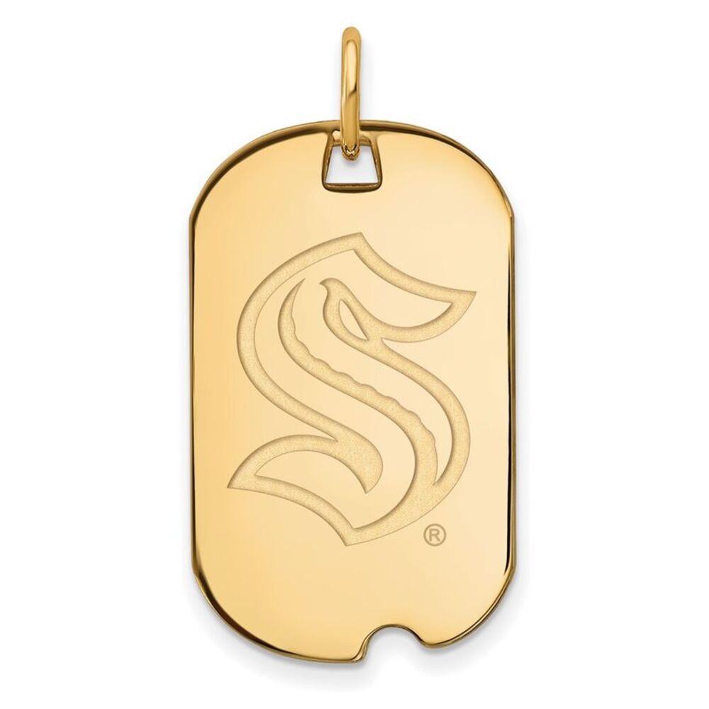 14K Gold Plated Sterling Silver NHL Seattle Kraken SM Dog Tag Pendant